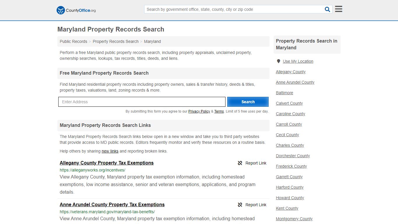 Maryland Property Records Search - County Office